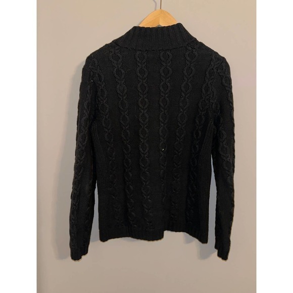 BLOOMINGDALES Black Full Zip Cable Knit Sweater - Size Small - Picture 4 of 5